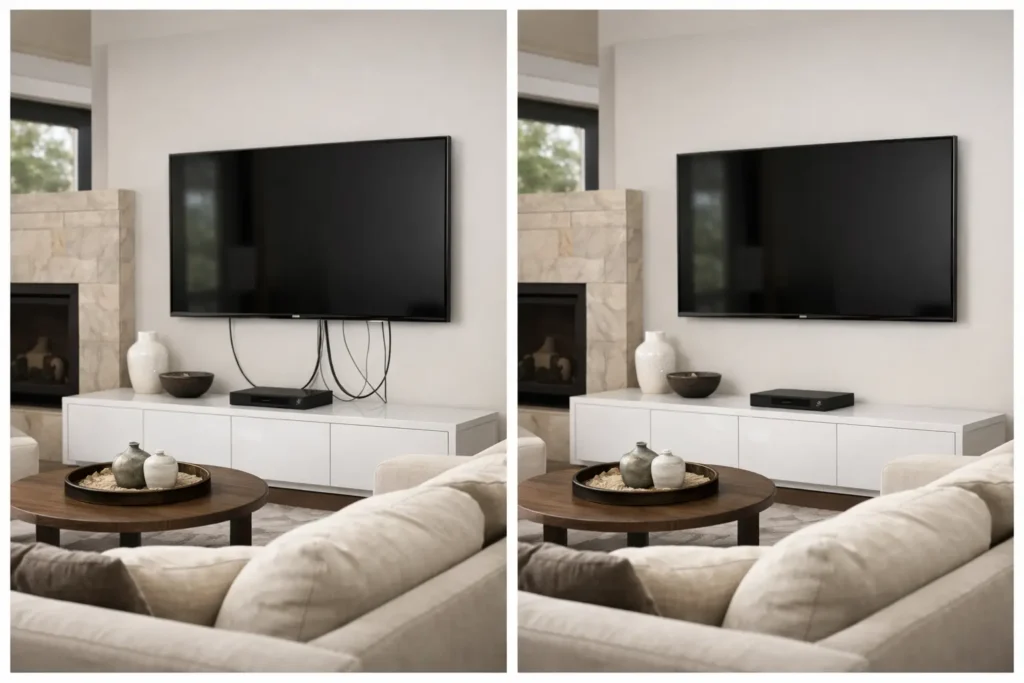 Before and After TV Wire Concealment